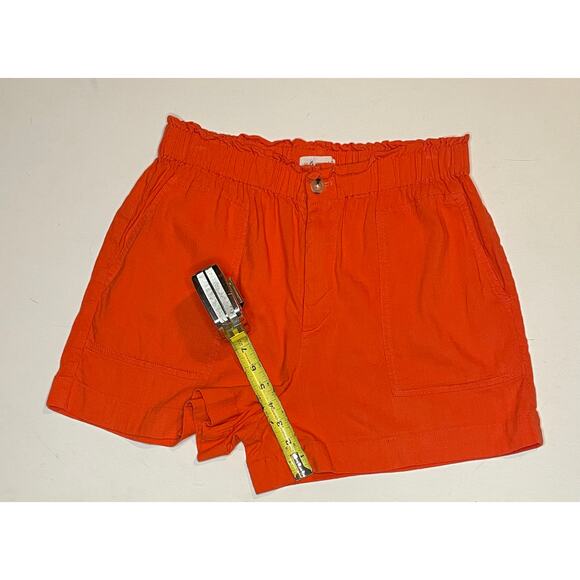 Lou & Grey for LOFT Linen Blend Shorts M Salmon Pink Pull-On High Rise Utility - Picture 5 of 9